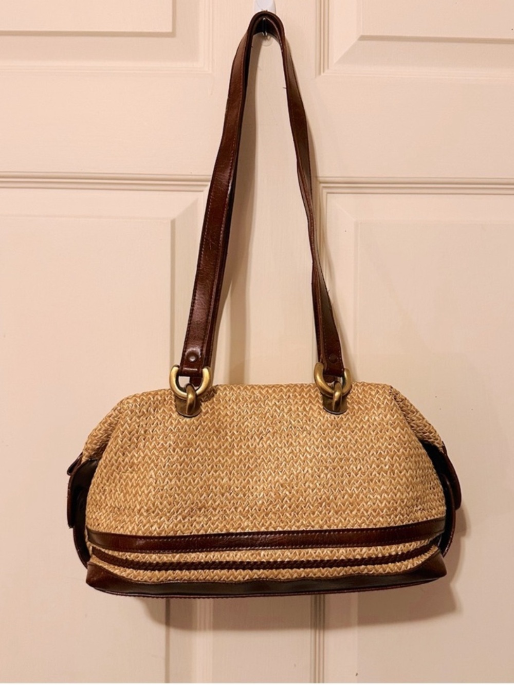 Vintage | Bag | Leather & Straw Shoulder Bag - Picture 13 of 13